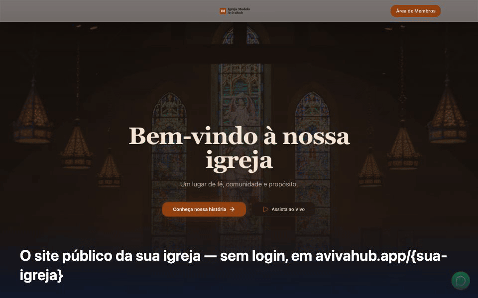 Tela de Início do site no Avivahub